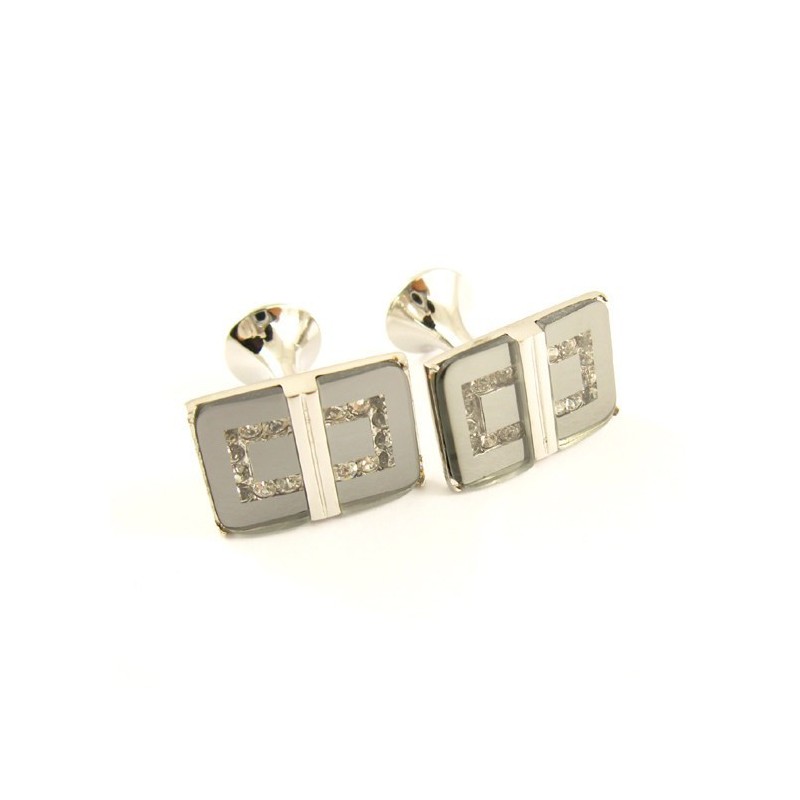 Titanium Langwerpige Manchetknopen Met Diamanten Titanium Langwerpige Manchetknopen Met Diamanten