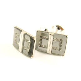 Titanium Langwerpige Manchetknopen Met Diamanten