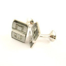 Titanium Langwerpige Manchetknopen Met Diamanten