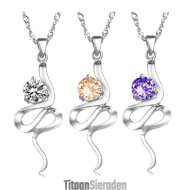 Betrouwbare Reputatie Vrouwelijke Paarse Platina Titanium Ketting Met Strass