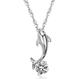 Kwaliteit En Kwantiteit Gegarandeerd. Vrouwelijke Dolfijnvorm Platina Titanium Ketting Met Diamant