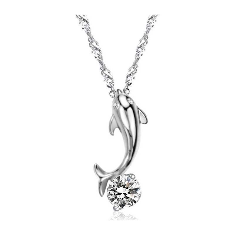 Kwaliteit En Kwantiteit Gegarandeerd. Vrouwelijke Dolfijnvorm Platina Titanium Ketting Met Diamant Kwaliteit En Kwantiteit Gegarandeerd. Vrouwelijke Dolfijnvorm Platina Titanium Ketting Met Diamant