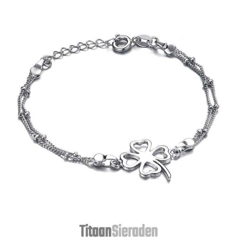 Kwaliteit En Kwantiteit Gegarandeerde Vrouwelijke Klavervorm Platina Plating Titanium Enkelband