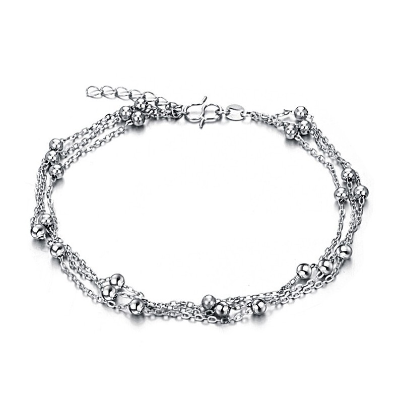Breed Scala Aan Vrouwelijke Platina Geplateerde Titanium Enkelbandjes Breed Scala Aan Vrouwelijke Platina Geplateerde Titanium Enkelbandjes