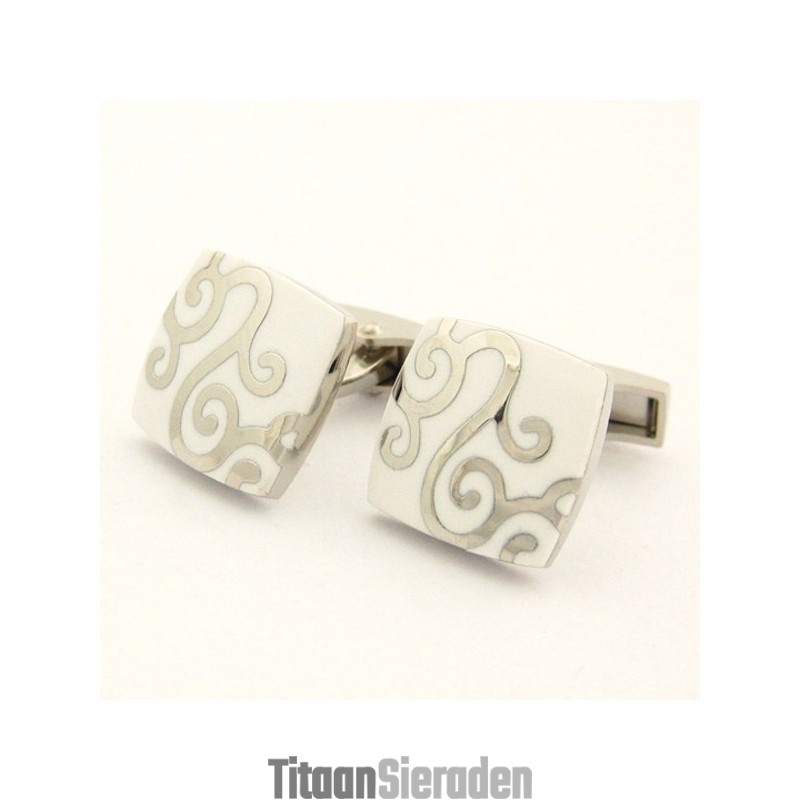 Titanium En Wit Geplateerde Klassieke Manchetknopen Titanium En Wit Geplateerde Klassieke Manchetknopen