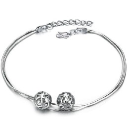 Compleet In Specificaties Vrouwelijke Holle Bolvorm Platina Geplateerde Titanium Enkelband