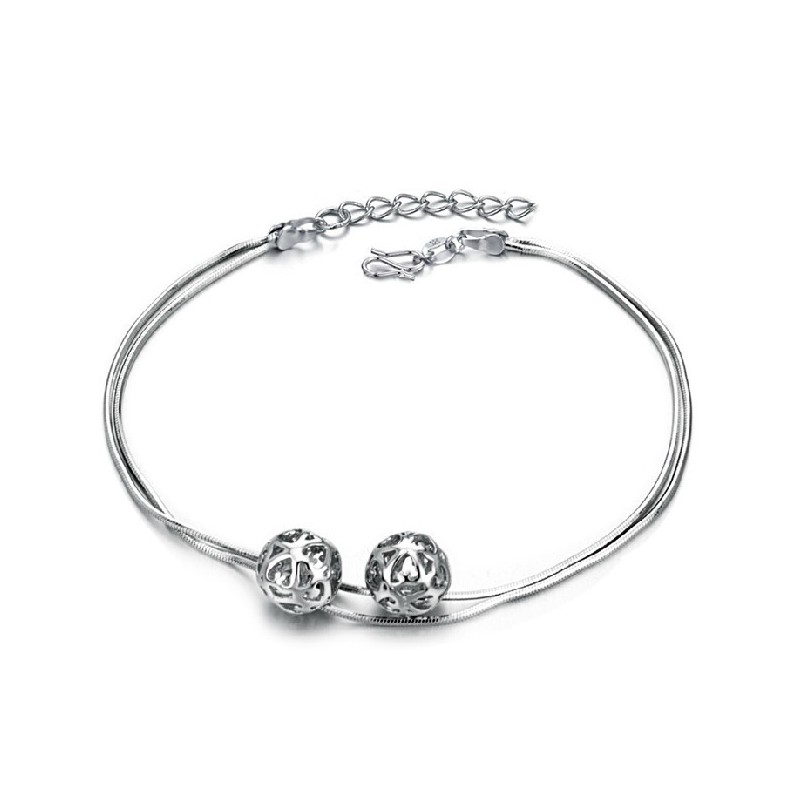 Compleet In Specificaties Vrouwelijke Holle Bolvorm Platina Geplateerde Titanium Enkelband Compleet In Specificaties Vrouwelijke Holle Bolvorm Platina Geplateerde Titanium Enkelband