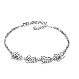 Uitstekende Kwaliteit Vrouwelijke Holle Sweetheart Platina Geplateerde Titanium Enkelband
