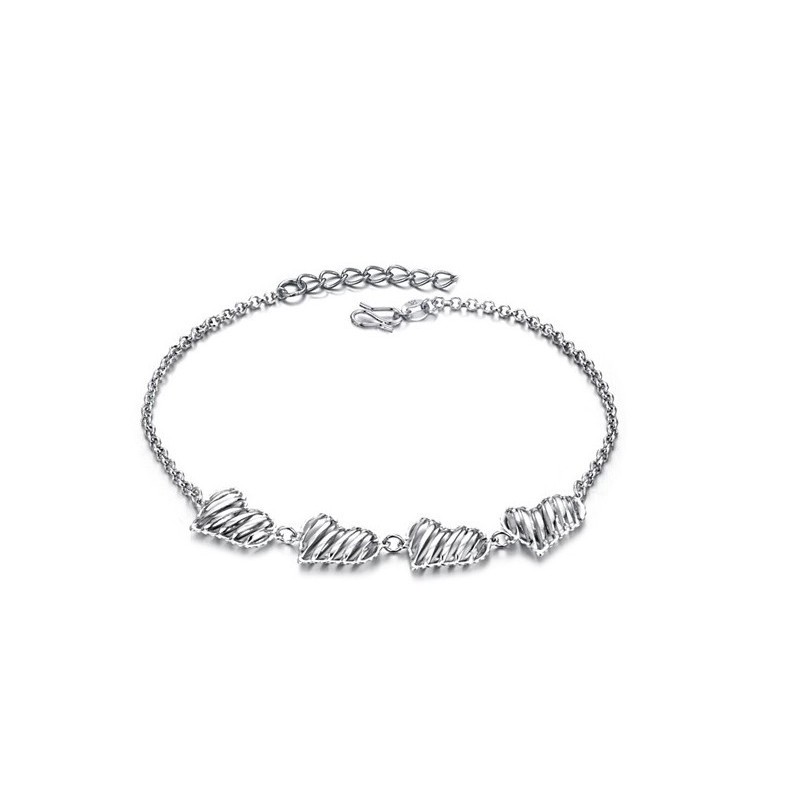 Uitstekende Kwaliteit Vrouwelijke Holle Sweetheart Platina Geplateerde Titanium Enkelband