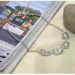 Uitstekende Kwaliteit Vrouwelijke Holle Sweetheart Platina Geplateerde Titanium Enkelband