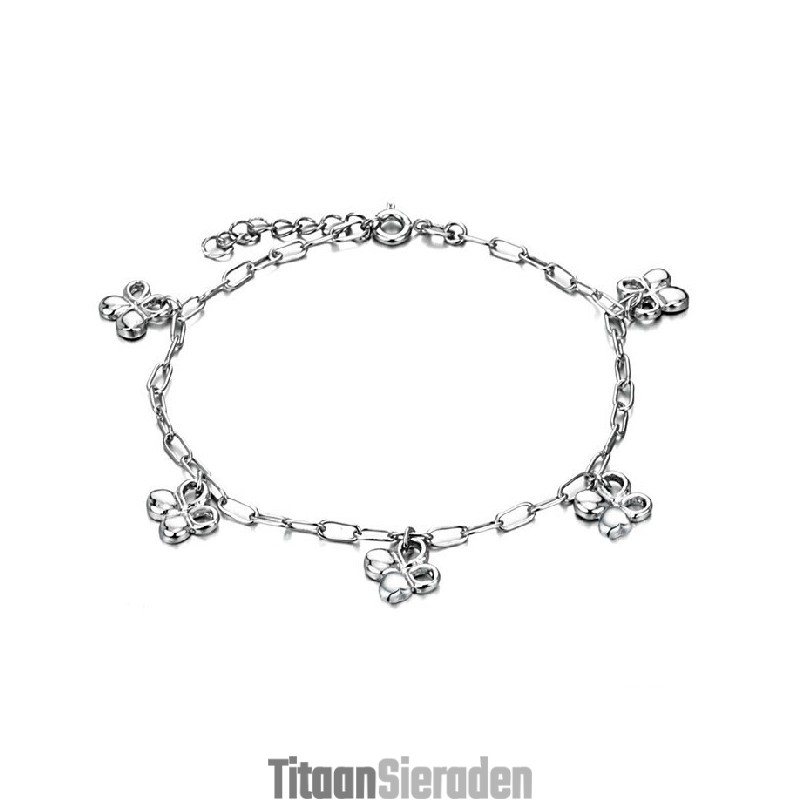 De Koningin Van De Kwaliteit Vrouwelijke Klavervorm Platina Geplateerde Titanium Enkelband De Koningin Van De Kwaliteit Vrouwelijke Klavervorm Platina Geplateerde Titanium Enkelband