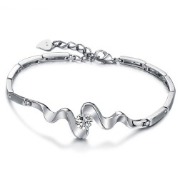 Breed Scala Aan Klassieke Platina-Geplateerde Titanium Armbanden Voor Dames Met Strass