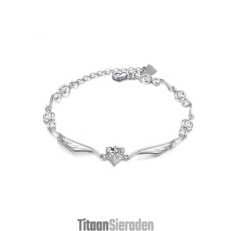 Breed Scala Aan Dames Platina Plating Titanium Armband Met Diamant Breed Scala Aan Dames Platina Plating Titanium Armband Met Diamant