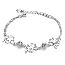 De Koningin Van Kwaliteit, Vrouwelijke Klavervorm, Platina Plating Titanium Armband Met Diamant