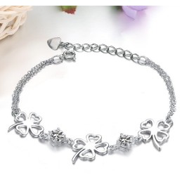 De Koningin Van Kwaliteit, Vrouwelijke Klavervorm, Platina Plating Titanium Armband Met Diamant