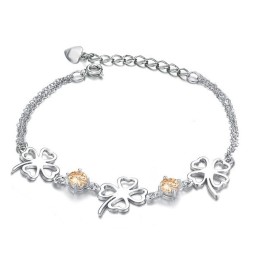 De Koningin Van Kwaliteit, Vrouwelijke Klavervorm, Platina Plating Titanium Armband Met Diamant