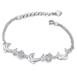 Hoogwaardige Vrouwelijke Dolfijnvormige Platina Titanium Armband