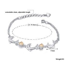 Kwaliteit En Kwantiteit Gegarandeerd. Vrouwelijke Dolfijnvorm Platina Titanium Armband Met Kristal.