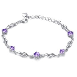 Kwaliteit En Kwantiteit Gegarandeerde Vrouwelijke Paarse Platina Titanium Armband Met Diamant