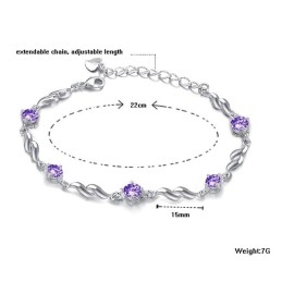 Kwaliteit En Kwantiteit Gegarandeerde Vrouwelijke Paarse Platina Titanium Armband Met Diamant