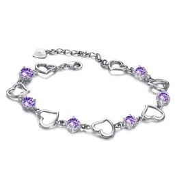 Betrouwbare Kwaliteit Vrouwelijke Elegante Platina Plating Titanium Armband Met Paarse Diamant