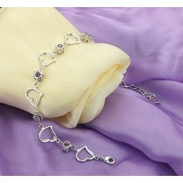Betrouwbare Kwaliteit Vrouwelijke Elegante Platina Plating Titanium Armband Met Paarse Diamant