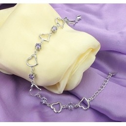 Betrouwbare Kwaliteit Vrouwelijke Elegante Platina Plating Titanium Armband Met Paarse Diamant