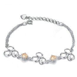 Hoogwaardige Dames Platina Titanium Armband Met Paarse Kristal