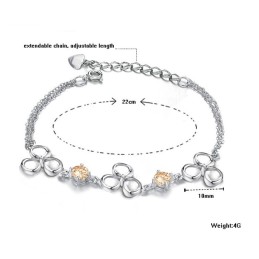 Hoogwaardige Dames Platina Titanium Armband Met Paarse Kristal