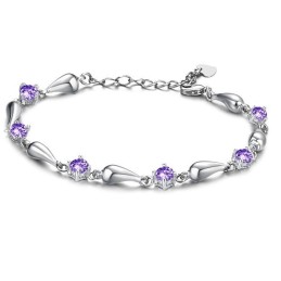 Duurzame, Vrouwelijke, Paars Geplateerde Titanium Armband Met Diamant