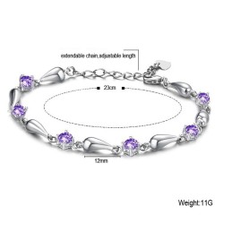 Duurzame, Vrouwelijke, Paars Geplateerde Titanium Armband Met Diamant