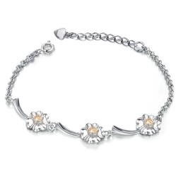 Betrouwbare Prestatie Vrouwelijke Klavervorm Platina Titanium Armband Met Diamant