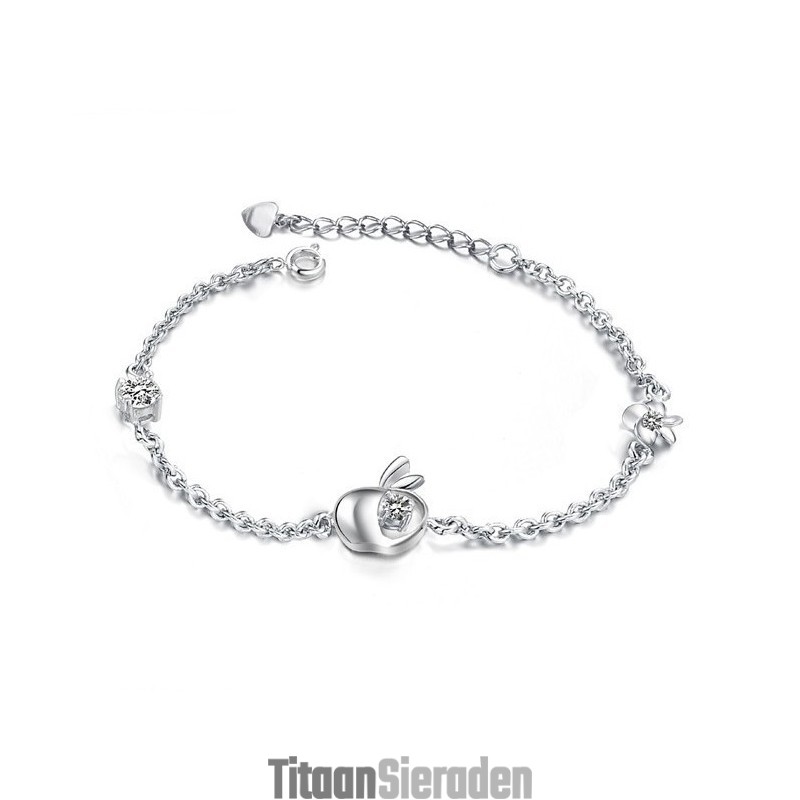 Betrouwbare Reputatie Vrouwelijke Holle Platina Plating Titanium Armband Met Strass