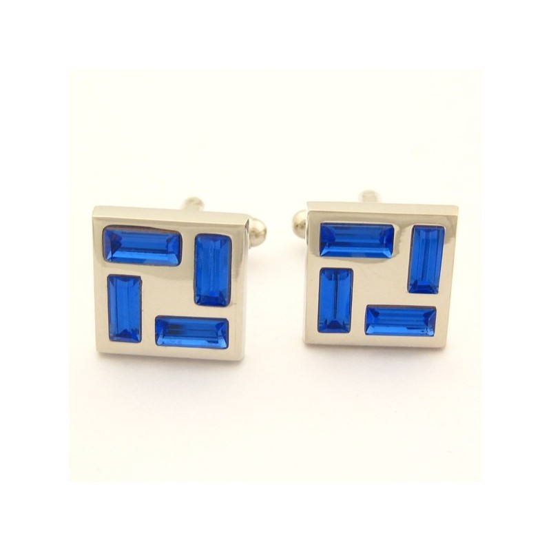 Nieuwe Stijl Titanium Manchetknopen Met Blauwe Kristallen Nieuwe Stijl Titanium Manchetknopen Met Blauwe Kristallen