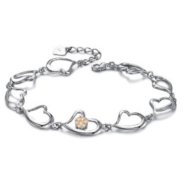 Wereldberoemde Vrouwelijke Geliefde Platina Titanium Armband Met Strass
