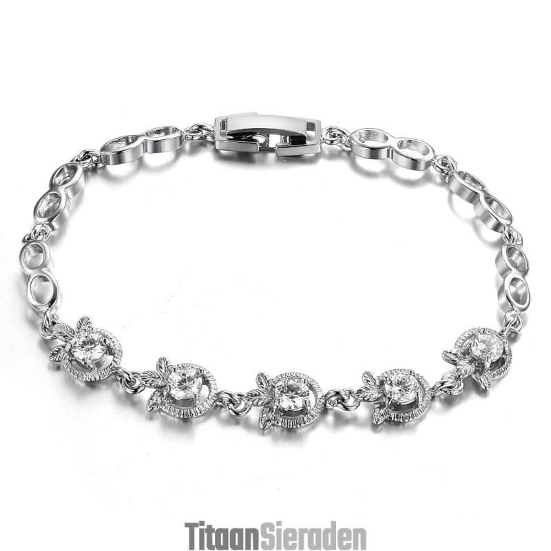 Kwaliteit En Kwantiteit Gegarandeerde Vrouwelijke Klavervorm Platina Plating Titanium Armband