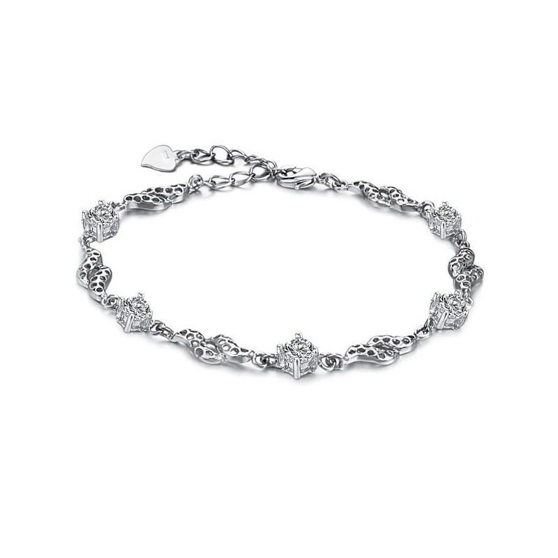 Vrouwelijke Holle Platina Platina Titanium Armband Van Superieure Kwaliteit Met Strass Vrouwelijke Holle Platina Platina Titanium Armband Van Superieure Kwaliteit Met Strass