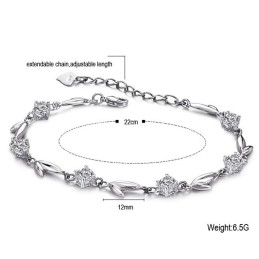 Bekend Om Zijn Hoogwaardige, Vrouwelijke Bladvormige Platina Titanium Armband Met Strass