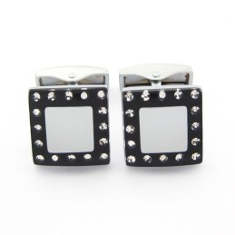 Manchetknopen Van Titanium En Zwart Ip-Geplateerd Met Diamanten