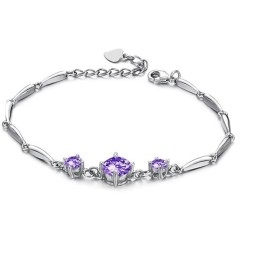 Stabiele Kwaliteit Vrouwelijke Paarse Platina Titanium Armband Met Diamant