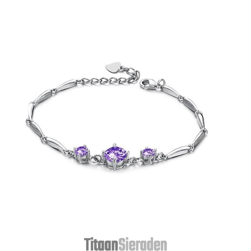 Stabiele Kwaliteit Vrouwelijke Paarse Platina Titanium Armband Met Diamant Stabiele Kwaliteit Vrouwelijke Paarse Platina Titanium Armband Met Diamant