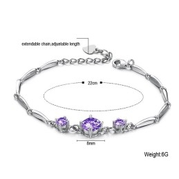 Stabiele Kwaliteit Vrouwelijke Paarse Platina Titanium Armband Met Diamant