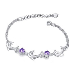 Hoogwaardige Vrouwelijke Dolfijnvormige Platina Titanium Armband Met Diamant
