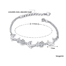 Hoogwaardige Vrouwelijke Dolfijnvormige Platina Titanium Armband Met Diamant