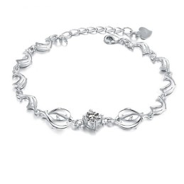 Betrouwbare Kwaliteit Vrouwelijke Dolfijnvorm Platina Titanium Armband Met Diamant