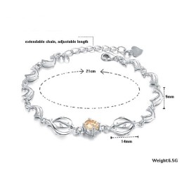 Betrouwbare Kwaliteit Vrouwelijke Dolfijnvorm Platina Titanium Armband Met Diamant