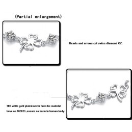 Hoogwaardige Dames Klavervorm Platina Titanium Armband Met Diamant