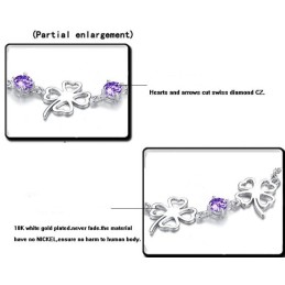 Hoogwaardige Dames Klavervorm Platina Titanium Armband Met Diamant