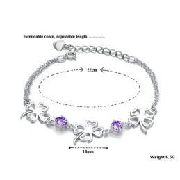 Hoogwaardige Dames Klavervorm Platina Titanium Armband Met Diamant
