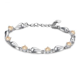 Uitstekende Kwaliteit Dameswaterdruppel Platina Titanium Armband Met Diamant